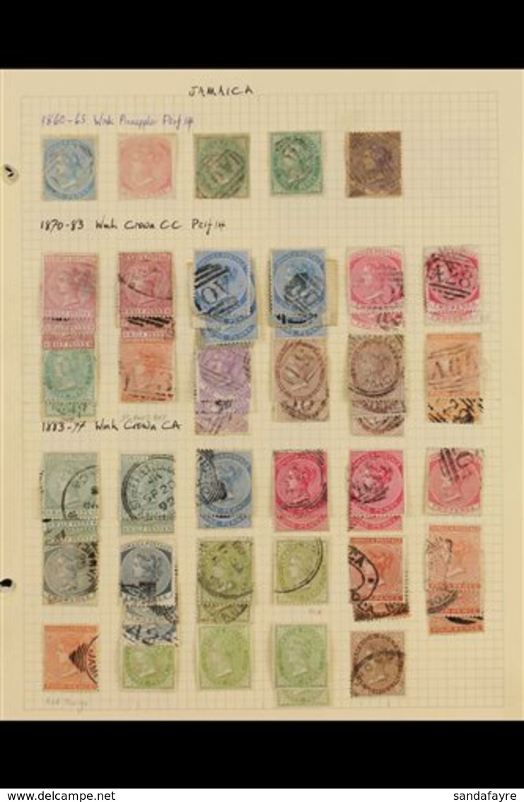 1860-1952 OLD TIME USED COLLECTION  Presented On A Series Of "busy" Album Pages With Sets & Much Postmark Interest. Incl - Jamaica (...-1961)
