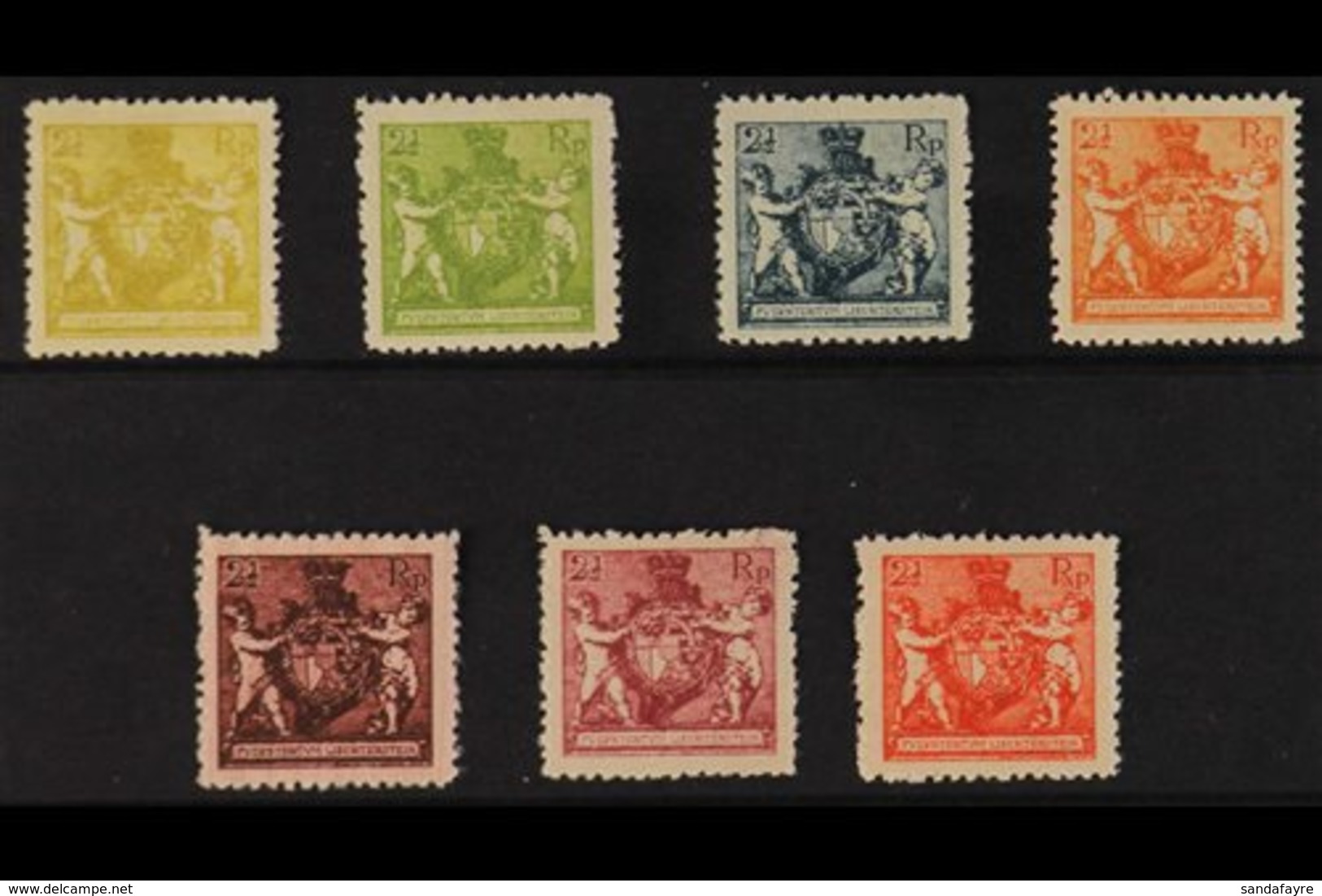 1921  2½r Arms All Different Perf 12½ COLOUR PROOFS Printed On Ungummed Paper In Various Colours, Very Fresh. (7 Proofs) - Sonstige & Ohne Zuordnung