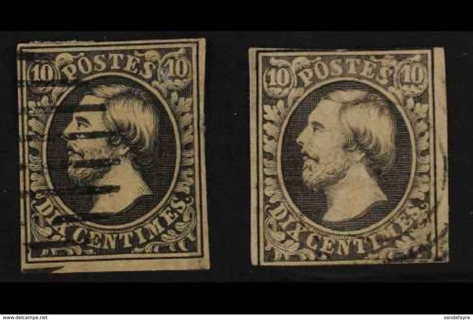 1852  10c Black Imperf, SG 1, Fine Used With Four Margins, Plus 10c Grey-black Shade, SG 2, Used With Two Good Margins.  - Otros & Sin Clasificación