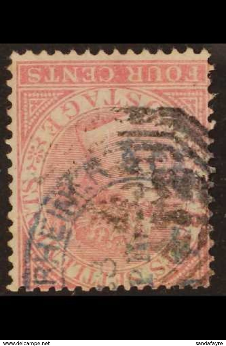 1867-72  4c Rose, Wmk Crown CC Inverted, SG 12w, Used. Unpriced Used In SG (cat £350 Mint). For More Images, Please Visi - Straits Settlements