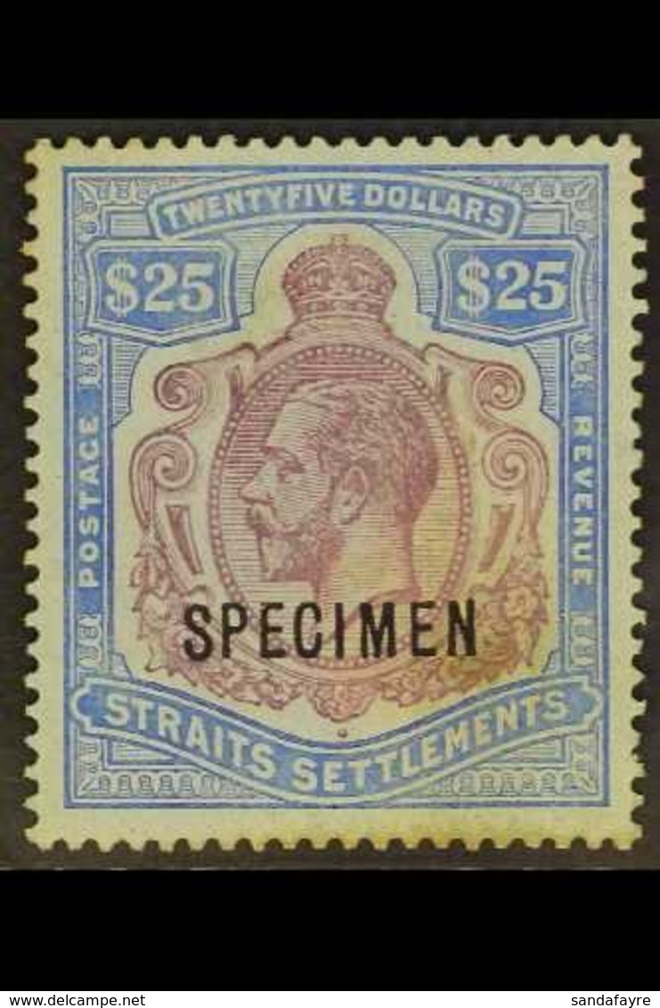 1912 - 13  $25 Purple And Blue On Blue, Overprinted "Specimen", SG 213s, Mint No Gum. A Little Washed. Cat £550. For Mor - Straits Settlements