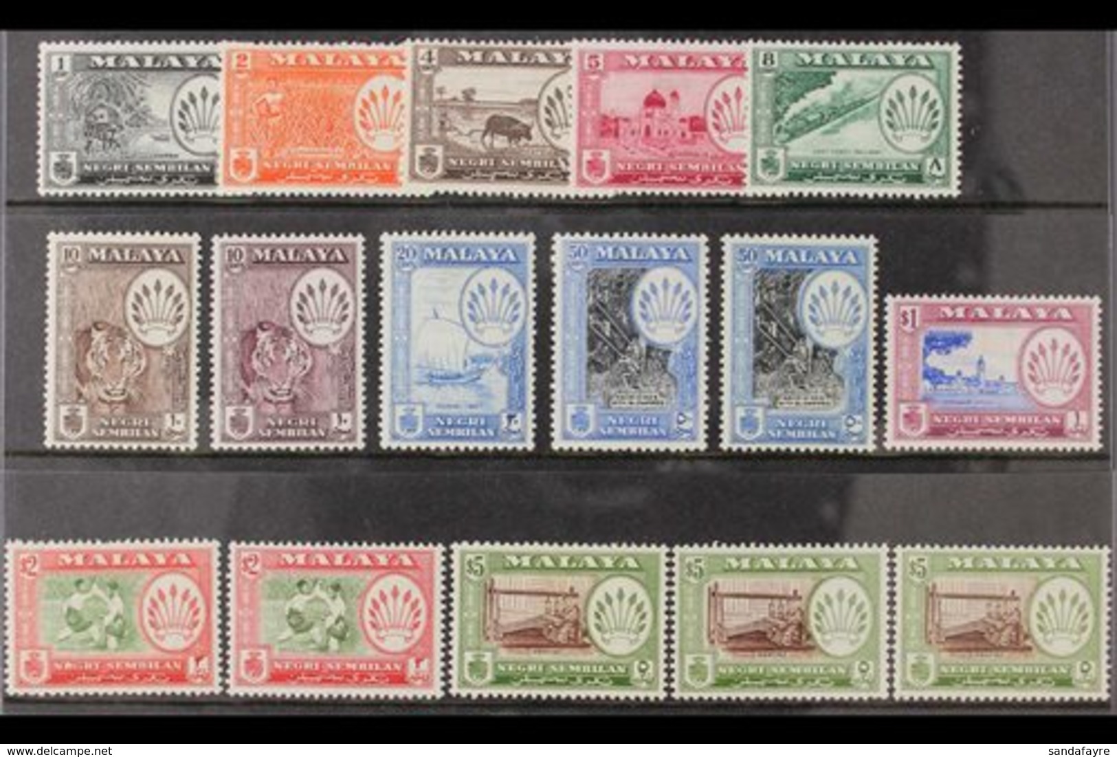 NEGRI SEMBILAN  1957-63 Comprehensive Pictorial Set With ALL Perf & Shade Varieties Inc The Rare Brown And Olive Shade $ - Andere & Zonder Classificatie