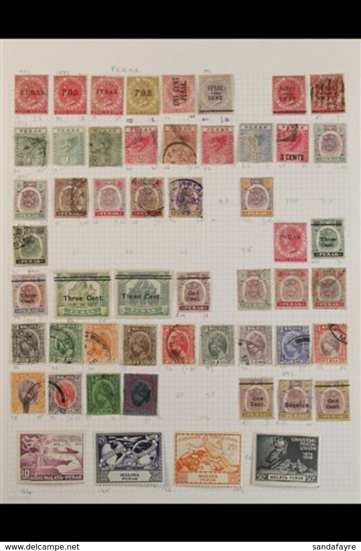 PERAK  1884-1986 MINT & USED COLLECTION On Leaves, Includes 1884-91 Opts (x3) Mint, 1886 1c On 2c (SG 26) Unused, 1891 1 - Otros & Sin Clasificación