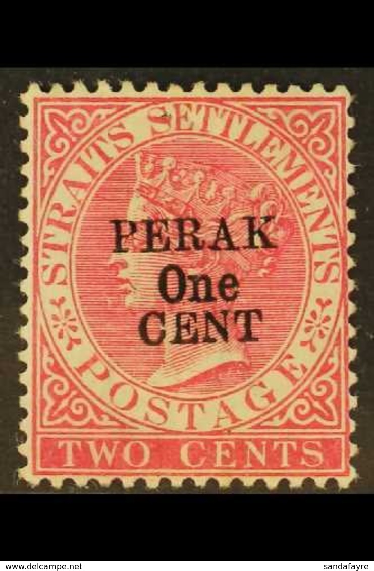PERAK  1891 1c On 2c Bright Rose, Without Bar Over Original Value, Type 37 Overprint, SG 56, Very Fine Mint, Rare ! For  - Other & Unclassified