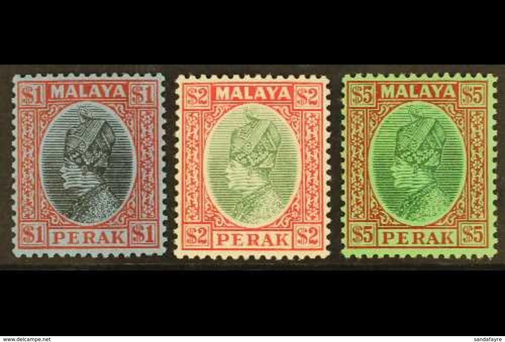 PERAK  1935 $1 - $5 Sultan High Values, SG 100/102, Very Fine Mint. (3 Stamps) For More Images, Please Visit Http://www. - Sonstige & Ohne Zuordnung