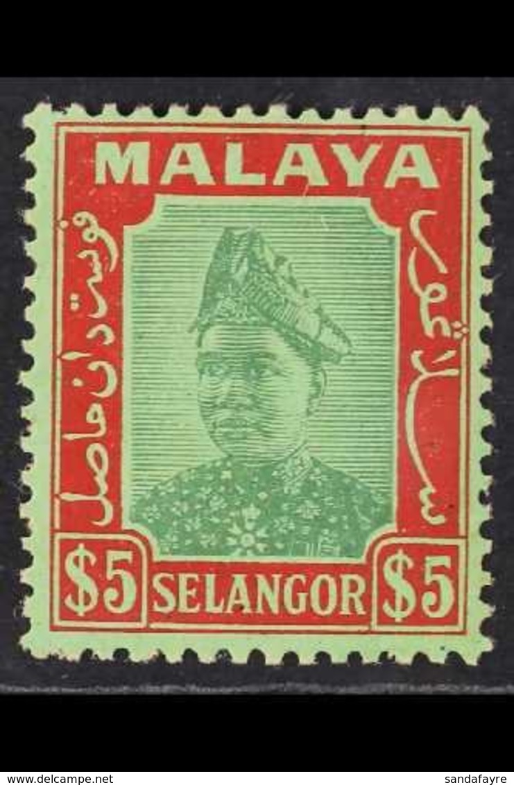 SELANGOR  1941 $5 Green And Scarlet, As SG 87, Unoverprinted Japanese Occupation Type (see After SG 87), Very Fine Mint. - Other & Unclassified