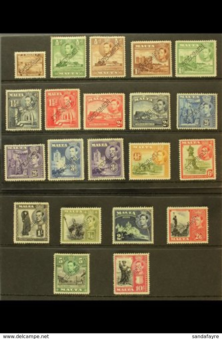 1938  Geo VI Set Complete, Perforated "Specimen", SG 217s/31s, Very Fine Mint Large Part Og. Rare Set. (21 Stamps) For M - Malta (...-1964)