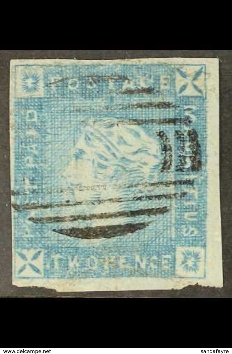 1859  2d Blue "Lapirot" Issue, Imperf, Intermediate Impression, Position 5, SG 38, Very Fine Used, Four Close To Large M - Mauritius (...-1967)