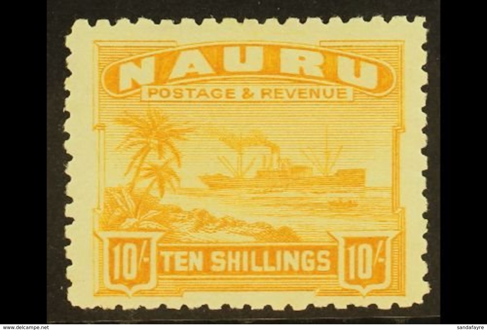 1924  10s Yellow On Rough Surfaced Paper, SG 39A, Very Fine And Fresh Mint. For More Images, Please Visit Http://www.san - Nauru