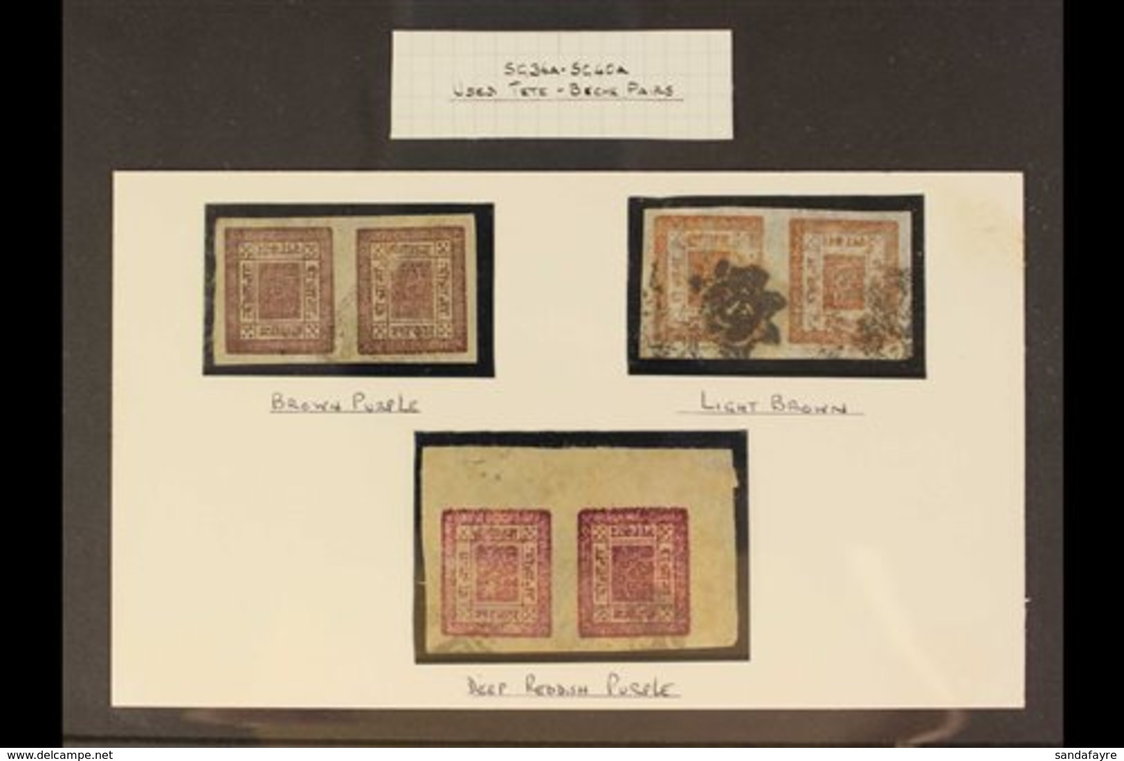 1917-30  2a Group Of Horizontal Tete-beche Pairs In Three Different Identified Shades: Brown-purple, Light Brown, And De - Nepal