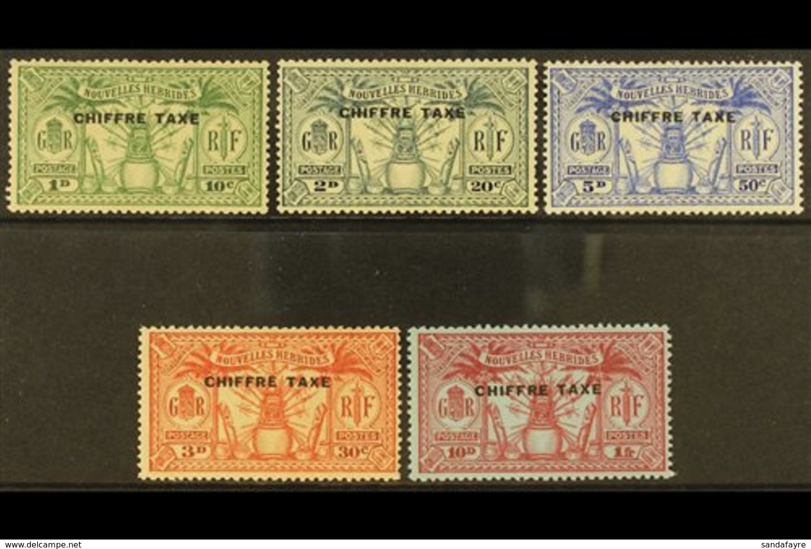 FRENCH INSCRIPTIONS  POSTAGE DUES 1925 Overprint Set Complete, SG FD 53/7, Very Fine Mint. (5 Stamps) For More Images, P - Sonstige & Ohne Zuordnung