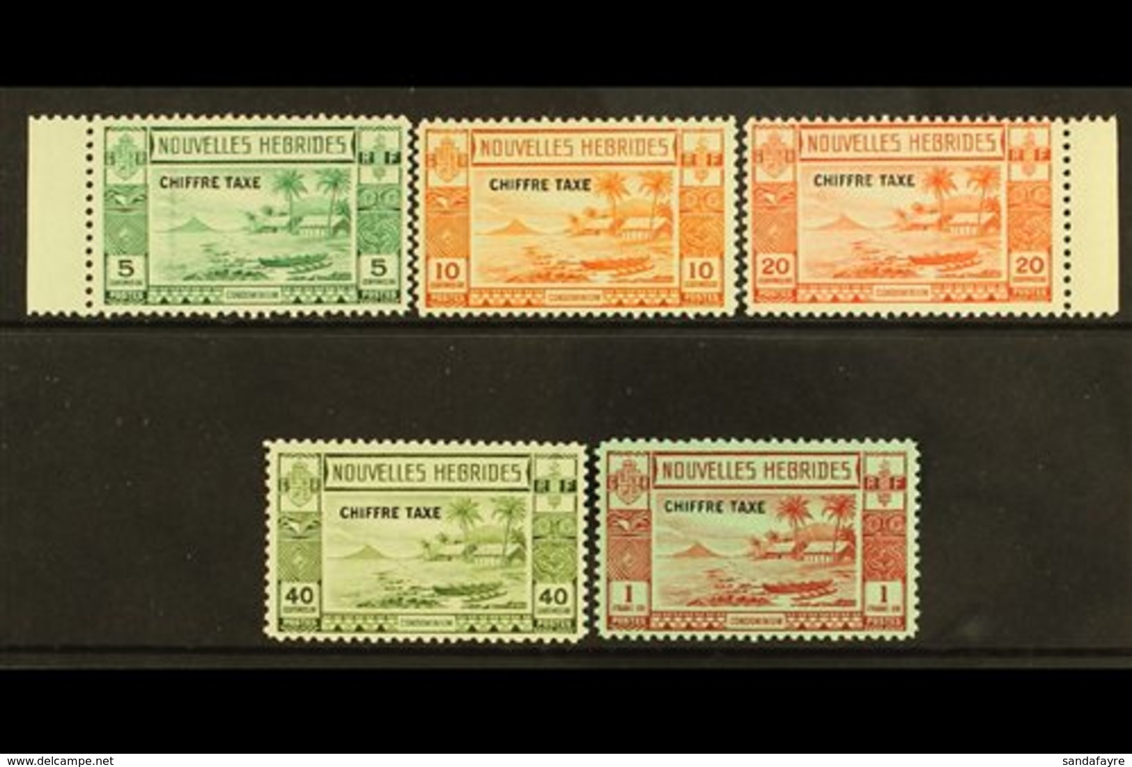 FRENCH  POSTAGE DUES 1938 Overprints Complete Set, SG FD65/69, Very Fine Mint, Fresh. (5 Stamps) For More Images, Please - Sonstige & Ohne Zuordnung