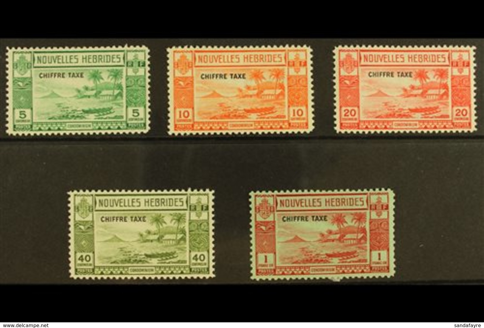 FRENCH: 1938 POSTAGE DUE  Set, SG FD 65/69, Fresh Mint, 1f With Hinge Thin. (5) For More Images, Please Visit Http://www - Other & Unclassified