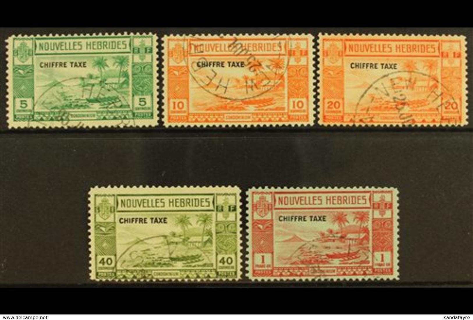 FRENCH: 1938 POSTAGE DUE  Complete Set, SG FD 65-69, Fine Cds Used, Presumed Cto. (5) For More Images, Please Visit Http - Other & Unclassified