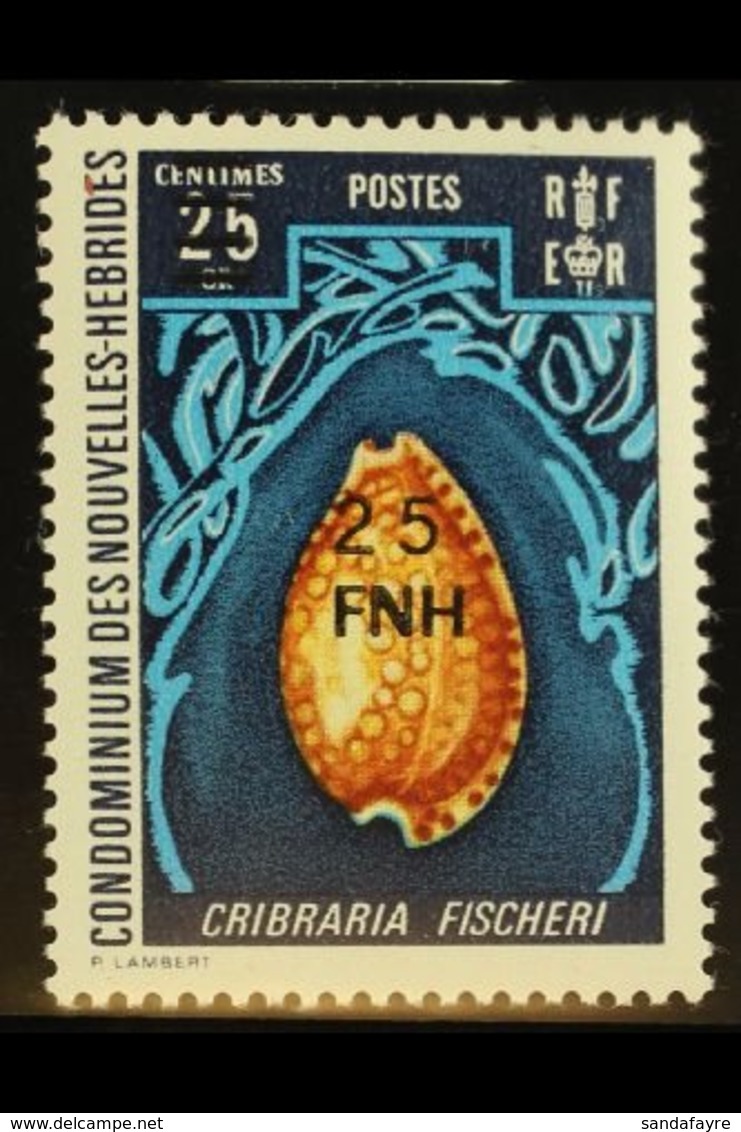 FRENCH: 1977-78  25f On 25c Shell,SG F250, Fine Mint Never Hinged, With BPA Certificate. For More Images, Please Visit H - Sonstige & Ohne Zuordnung