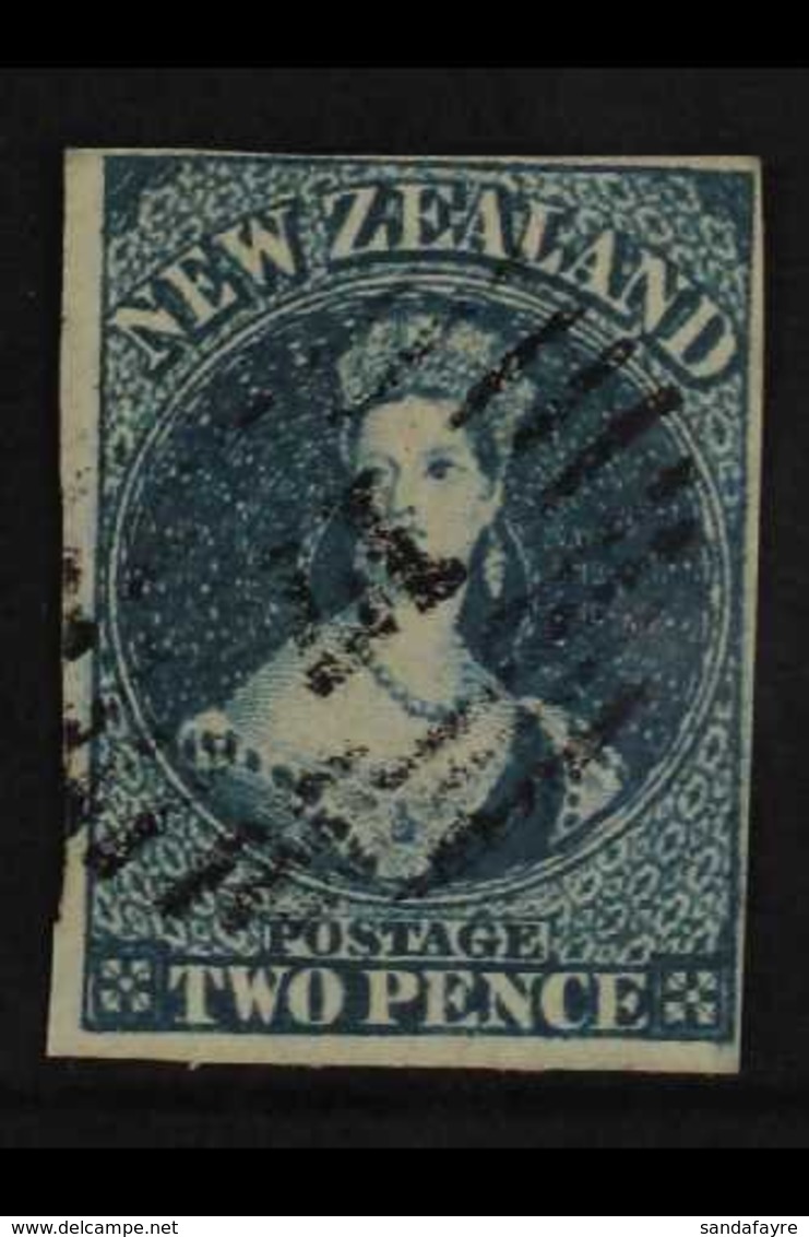 1855-57  2d Dull Blue Chalon, London Printing, SG 2, With Four Clear To Good Margins And Neat "17" Cancel. For More Imag - Sonstige & Ohne Zuordnung