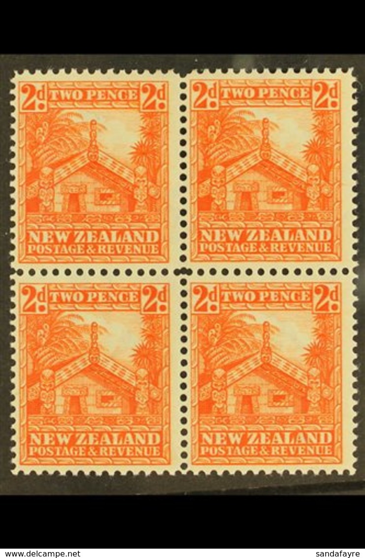 1936-42  2d Orange, Perf 14 X 15, SG 580d, Fine Mint Block Of Four, Lower Pair Is Nhm. For More Images, Please Visit Htt - Other & Unclassified