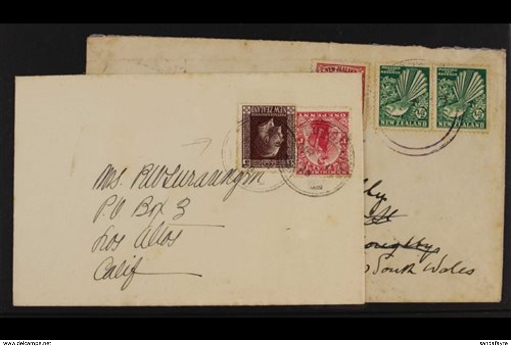 FANNING ISLAND  1926-36 TWO Covers From Fanning Island, 1926 Cover To USA Bearing KGV 3d & 1d Universal Tied By Twin F/I - Other & Unclassified