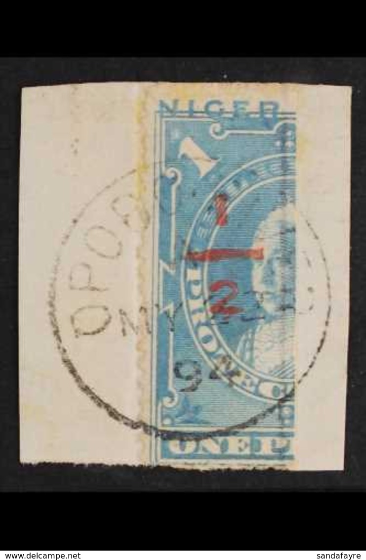 1894  "½" On Half Of 1d Pale Blue (red Surch.) Issued At Opobo, SG 58, Very Fine Used Tied To Piece. For More Images, Pl - Sonstige & Ohne Zuordnung