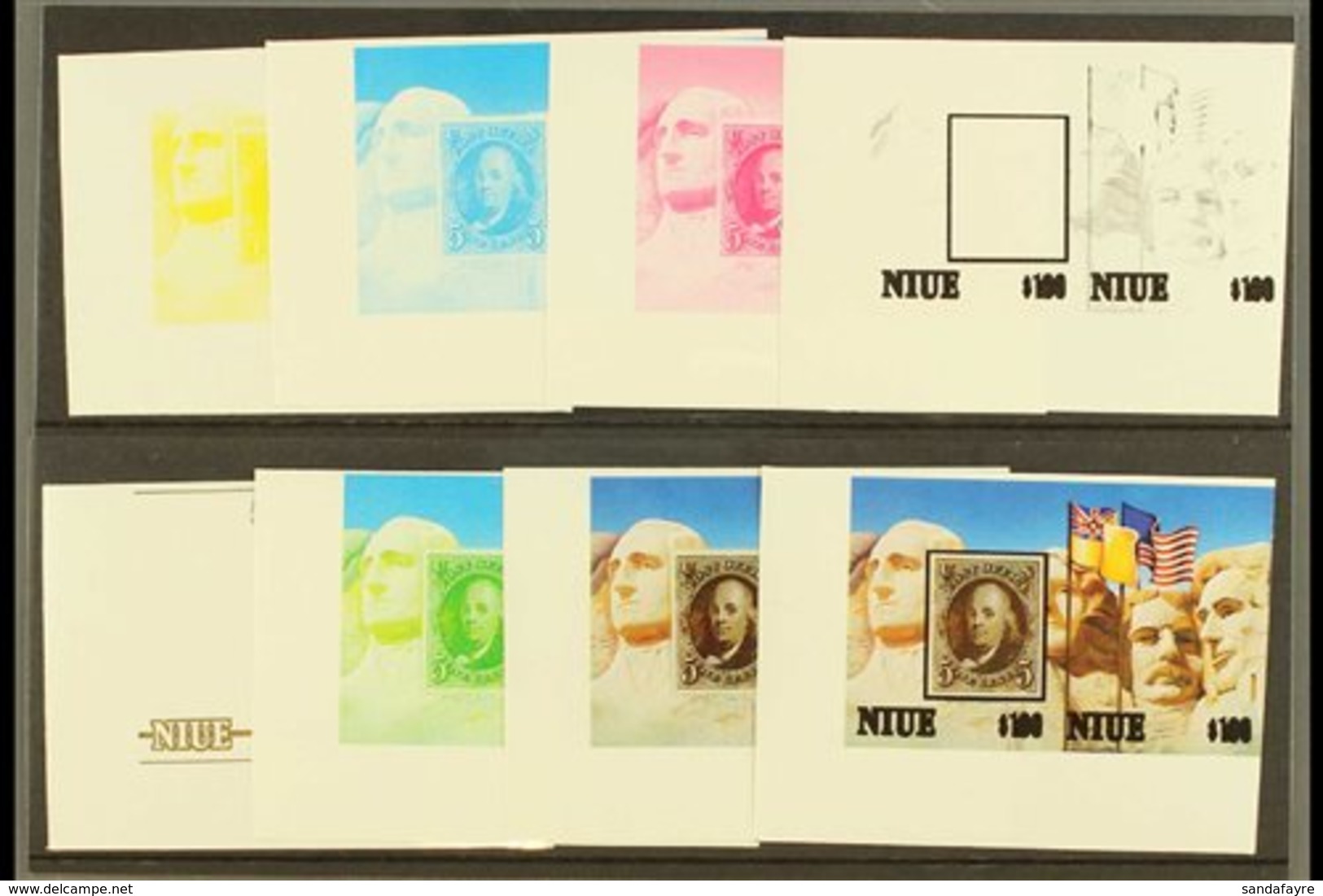 1986 IMPERF PROGRESSIVE PROOFS  Of The "Ameripex 86" Set, SG 620a, Scott 515a/b, Yv 497/98A, In Never Hinged Mint Horizo - Niue