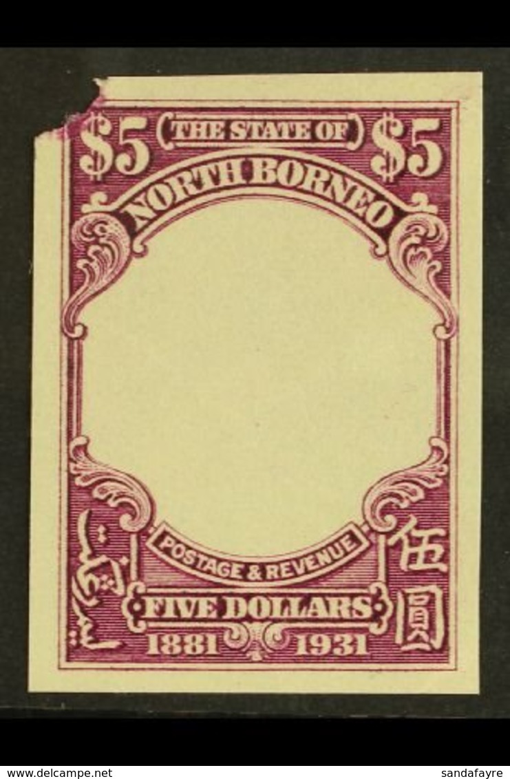 1931  $5 50th Anniv, As SG 302, Imperf Proof, Frame Only Without Vignette, In Issued Colour On Ungummed Paper, Security  - Noord Borneo (...-1963)