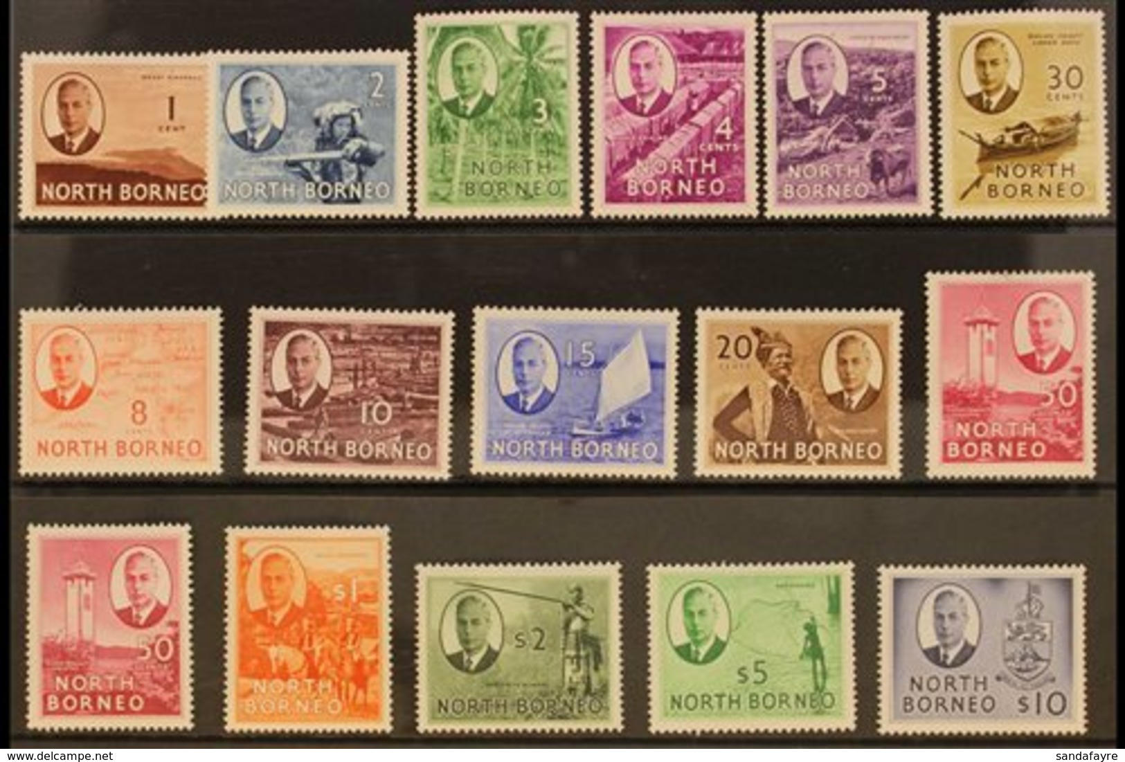 1950-52  KGVI Pictorial Complete Set, SG 356/370, Never Hinged Mint. (16 Stamps) For More Images, Please Visit Http://ww - North Borneo (...-1963)