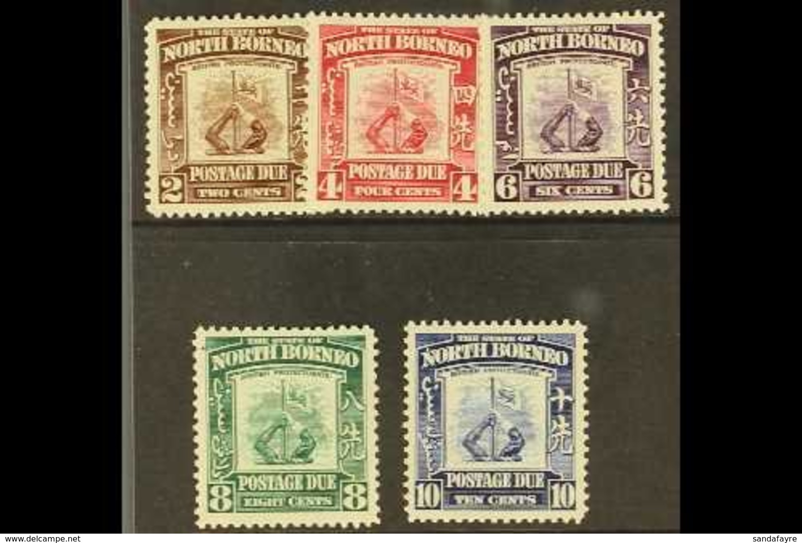 POSTAGE DUES  1939 Company Crest Set Complete, SG D85/9, Very Fine Mint. (5 Stamps) For More Images, Please Visit Http:/ - North Borneo (...-1963)