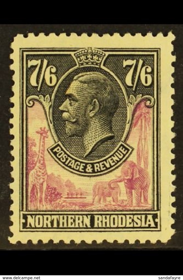 1925-9  7s6d Rose-purple & Black, SG 15, Very Fine Mint. For More Images, Please Visit Http://www.sandafayre.com/itemdet - Northern Rhodesia (...-1963)