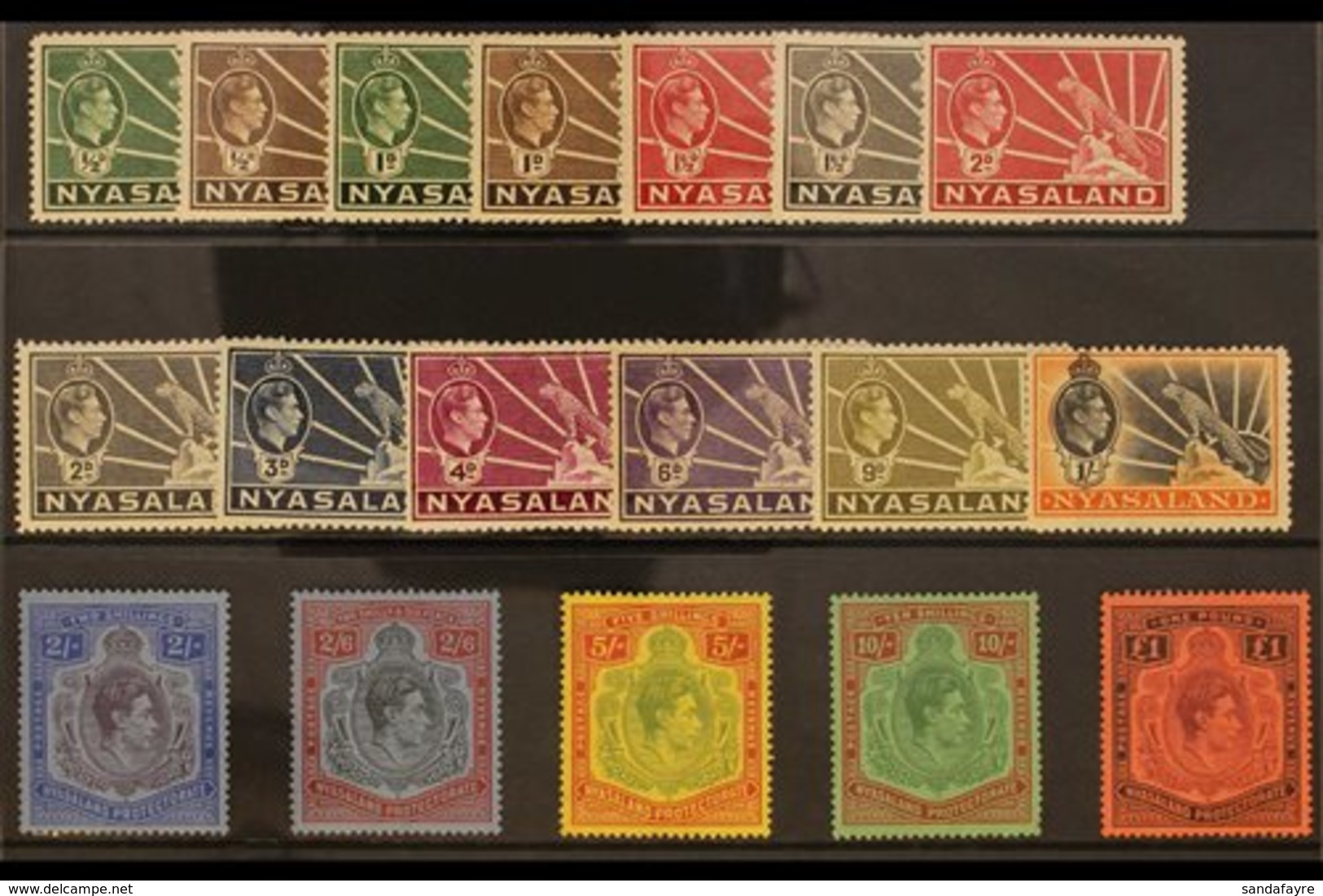 1938-44  KGVI "Symbol & Key Plate" Complete Set, SG 130/43, Very Fine Mint (18 Stamps) For More Images, Please Visit Htt - Nyasaland (1907-1953)