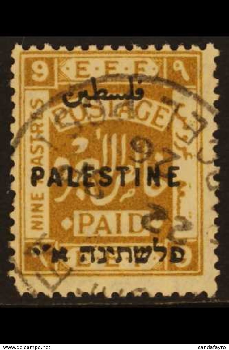 1922  9p Ochre, Wmk Script CA, Perf 14, Ovptd Type 8, SG 82b, Used. Fine And Scarce.  For More Images, Please Visit Http - Palestine