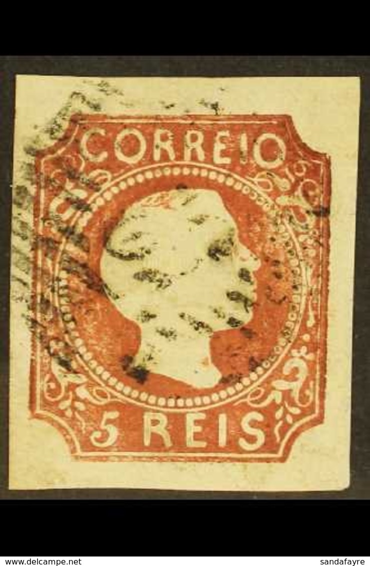 1855  5r Orange Brown, Worn Plate Straight Hair, Imperf, SG 10a, Superb Frontal Appearance But Horizontal Crease. Rare A - Sonstige & Ohne Zuordnung