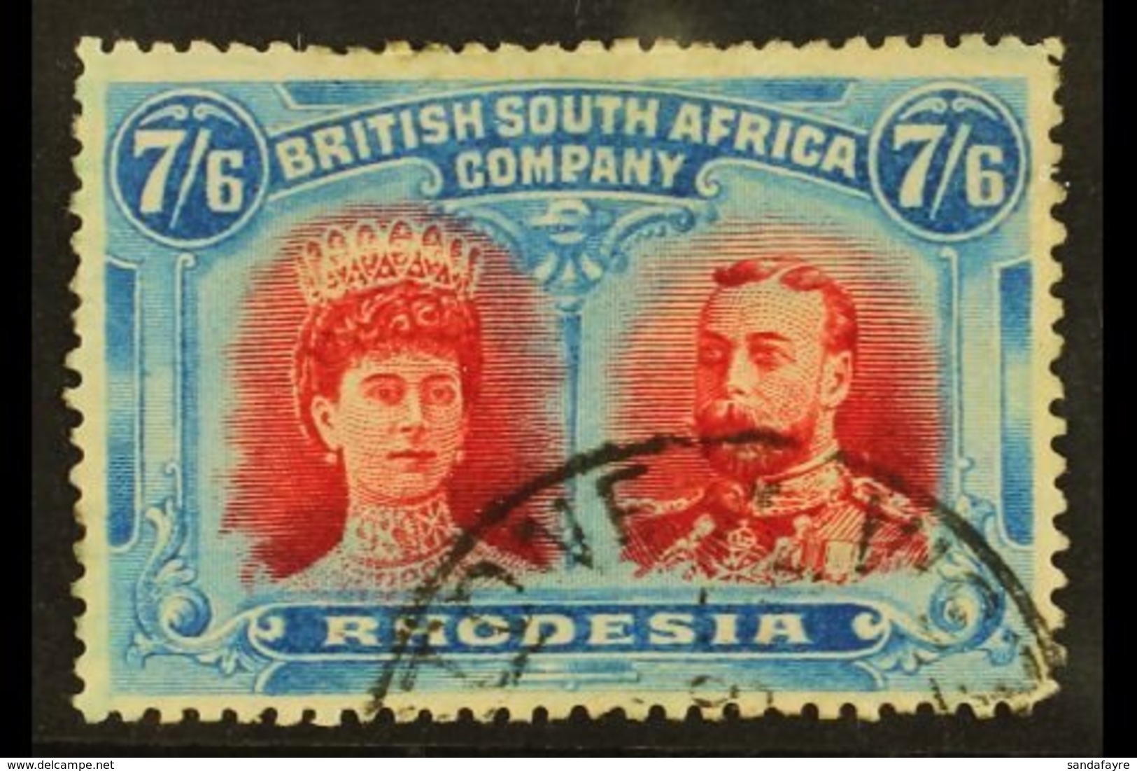 1910-13  7s 6d Carmine And Bright Blue, SG 162, Good Colours And Neat Part Livingstone Cds For More Images, Please Visit - Andere & Zonder Classificatie