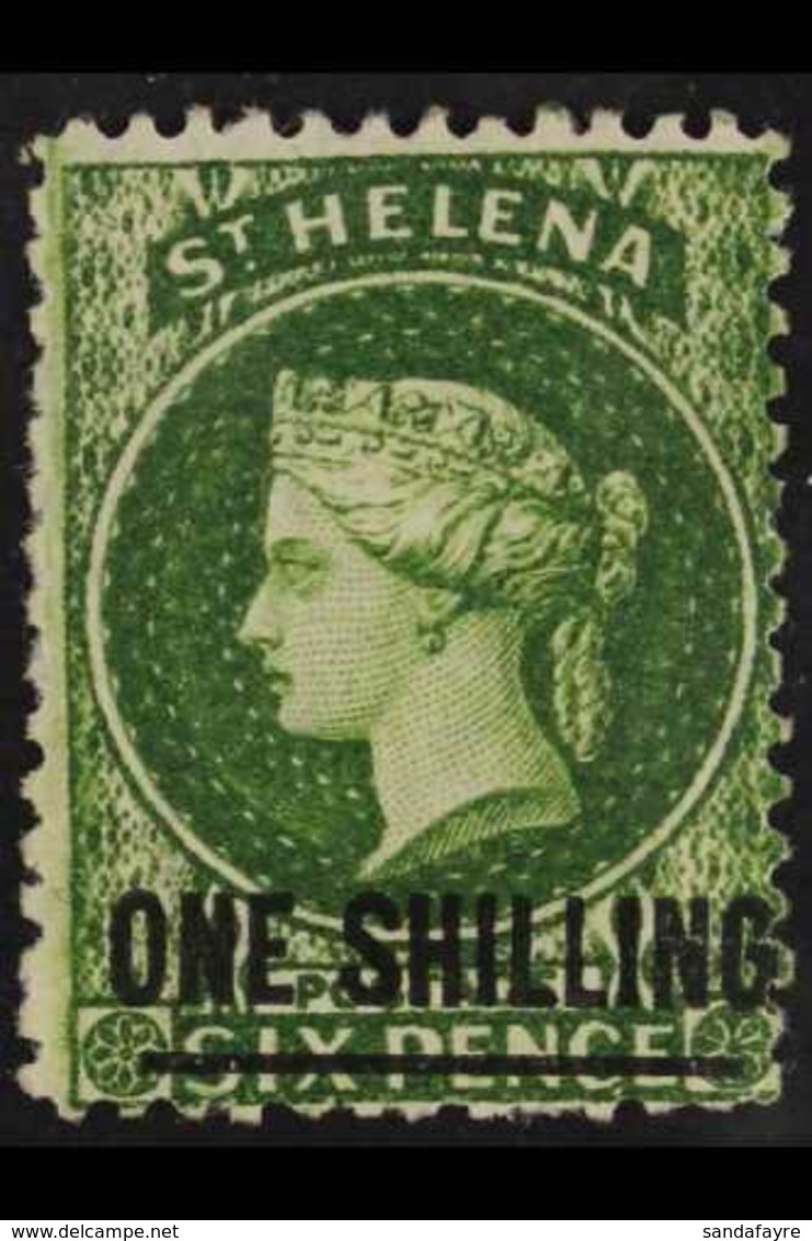 1864-80  1s Deep Yellow-green Perf 12½ Type A Surcharge, SG 17, Fine Mint, Very Fresh, Signed Th. Lemaire. For More Imag - Isla Sta Helena