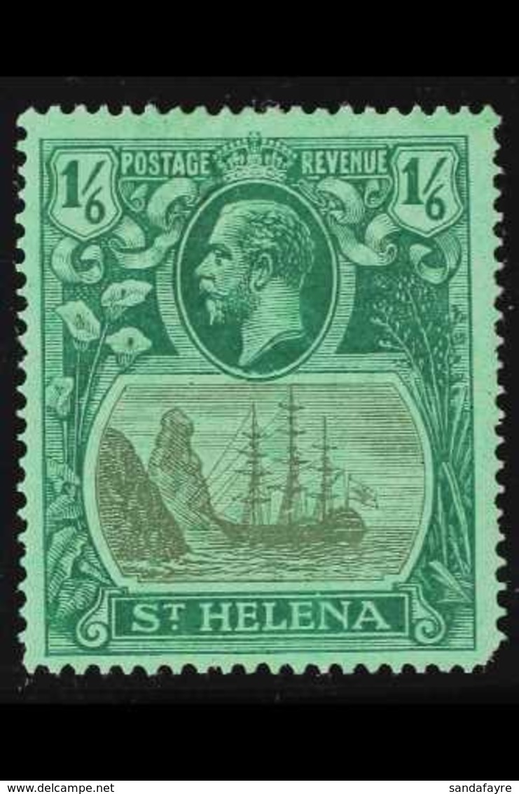 1922-37 VARIETY  1s6d Grey & Green/green, Variety "BROKEN MAINMAST", SG 107a, Mint With Comer Perf Fault. Cat £475 For M - Saint Helena Island