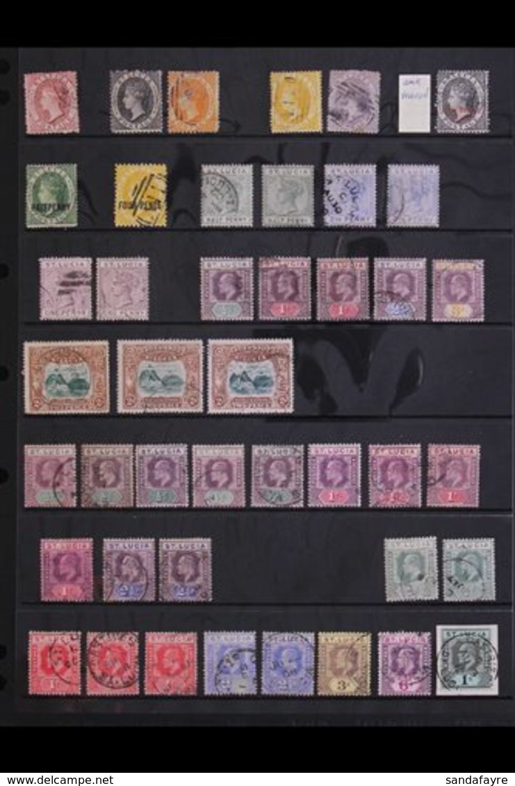 1863-1966 USED SELECTION  On Stock Pages, Includes 1863 1d, 1864 Perf 12½ 1d & 4d And Perf 14 6d & 1s, 1881 ½d (this Unu - St.Lucia (...-1978)