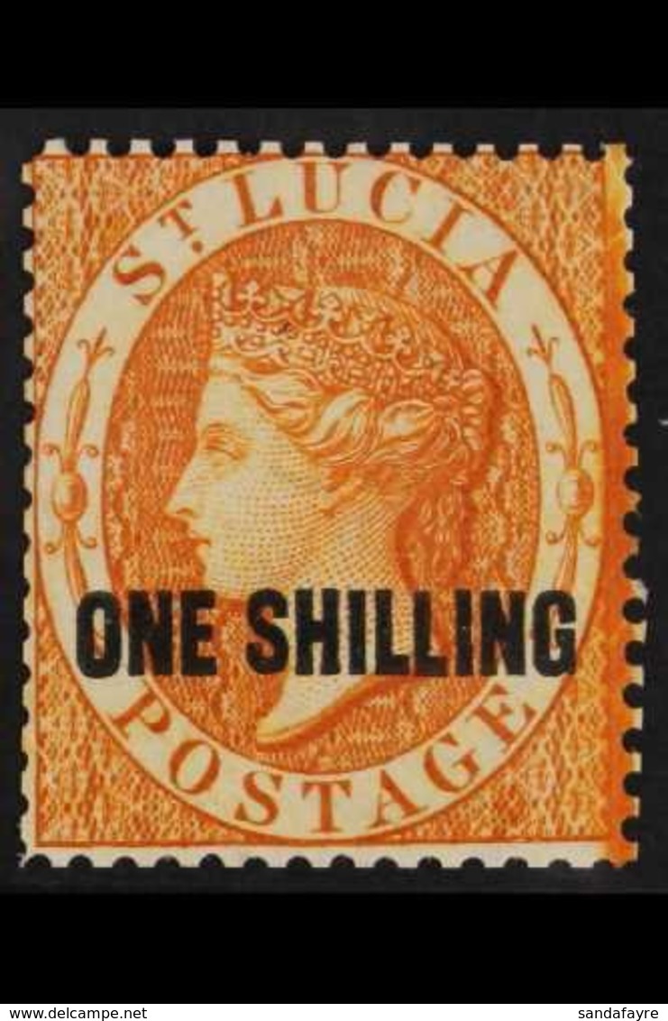1882-84  1s Orange Surcharged, SG 29, Mint With Part Gum, Small Crease & Lovely Colour. Cat £275 For More Images, Please - St.Lucia (...-1978)