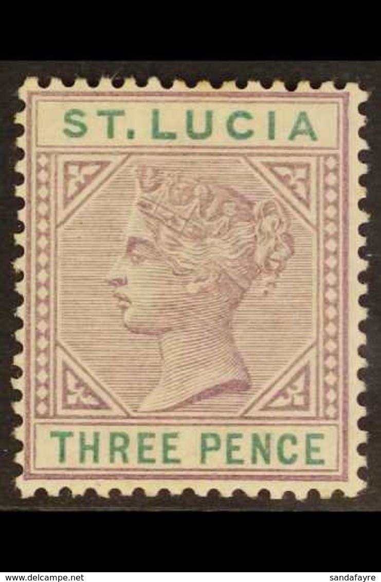 1886-87  3d Dull Mauve & Green, SG 40, Fine Mint, Very Fresh. For More Images, Please Visit Http://www.sandafayre.com/it - St.Lucia (...-1978)
