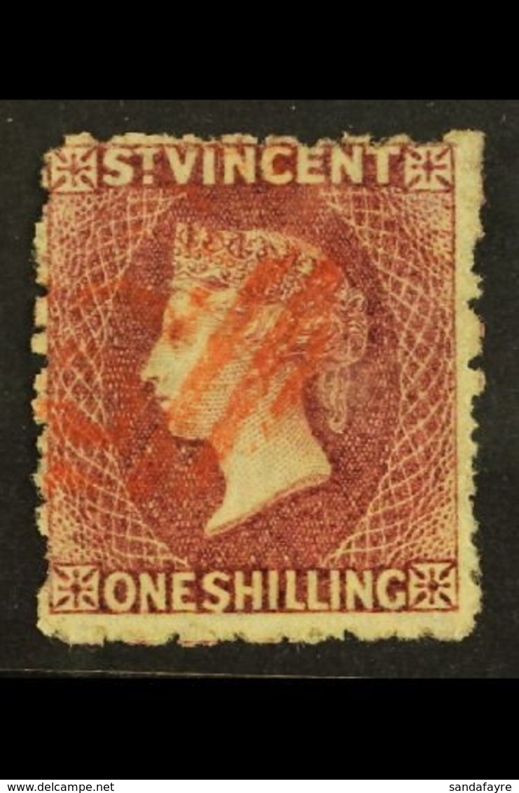 1875  1s Claret, Wmk Small Star, Perf 11 To 12½, SG 21, Very Fine Used With Neat Red Cancel. For More Images, Please Vis - St.Vincent (...-1979)