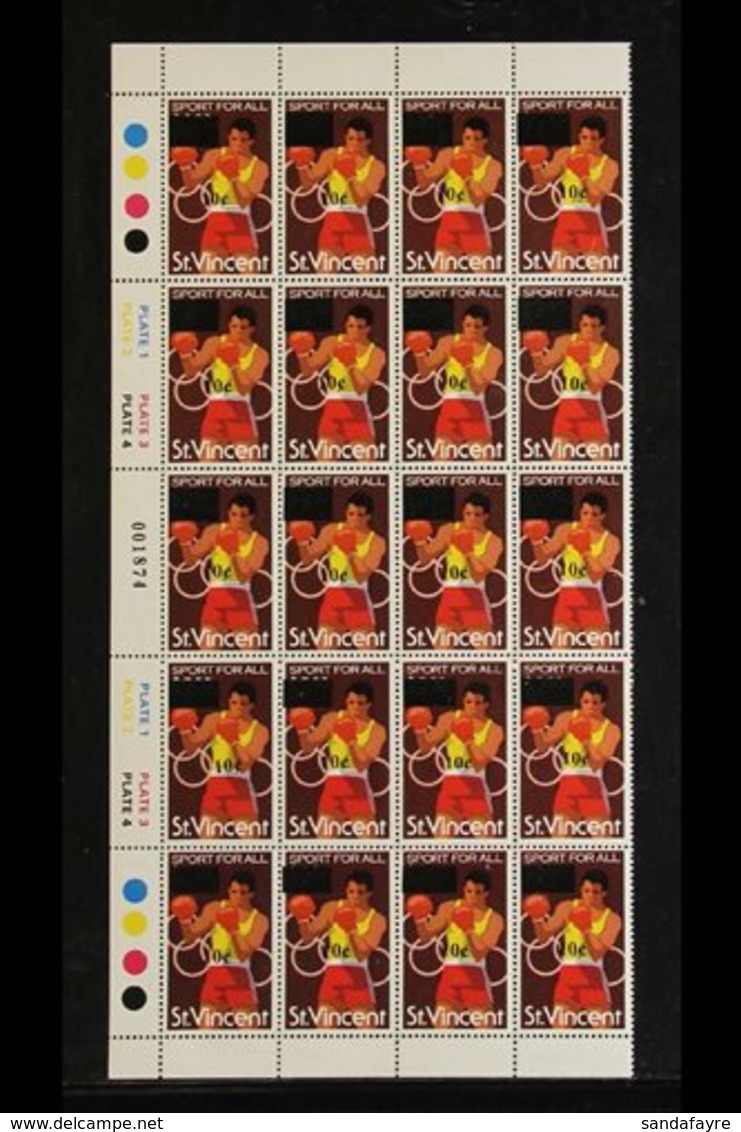 1993-2004  10c On $2.50 Boxing Surcharge, SG V1977, Never Hinged Mint Marginal BLOCK Of 20 (4x5) With Margins On Three S - St.Vincent (...-1979)