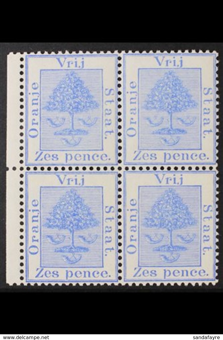 ORANGE FREE STATE  1897 6d Blue Unissued Value (see Note After SG 87), Never Hinged Mint Left Marginal BLOCK Of 4, Some  - Zonder Classificatie