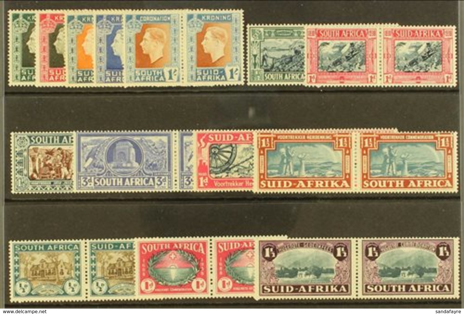 1937-9  Commem. Sets Incl. Coronation, Voortrekker Memorial Fund & Commemoration Sets Plus 1939 Huguenots Set, SG 71/5,  - Sin Clasificación