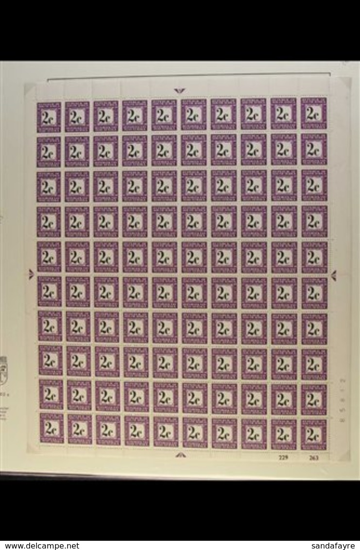 POSTAGE DUES  1971 2c Black & Deep Reddish Violet, Perf.14, Wmk RSA Tete-beche, English At Top, COMPLETE SHEET OF 100, S - Ohne Zuordnung