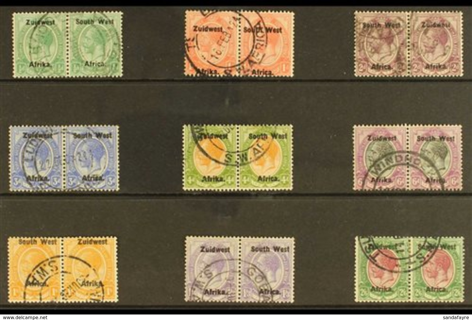 1923-26  KGV Fine Used Definitive Set To 2s6d, Setting  III, SG 16/24, In Correct Units / Horizontal Pairs. Useful Range - South West Africa (1923-1990)