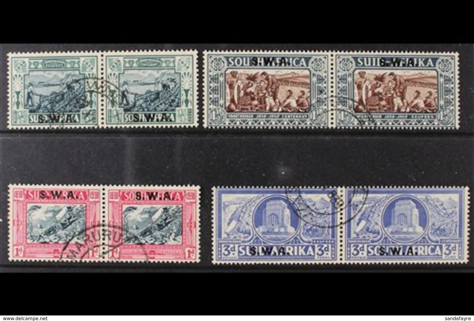 1937  Voortrekker Centenary Memorial Complete Set, SG 105/08, Very Fine Cds Used Horizontal Pairs, Fresh. (4 Pairs = 8 S - South West Africa (1923-1990)