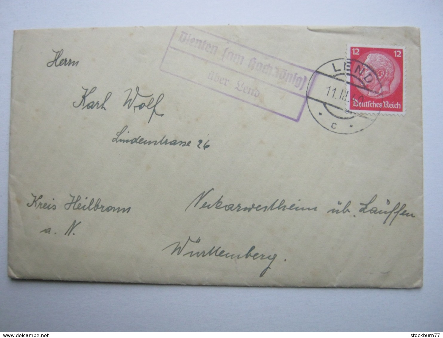 1940 , DIENTEN  über Lend , Klarer Landpost- Stempel Auf Brief - Briefe U. Dokumente