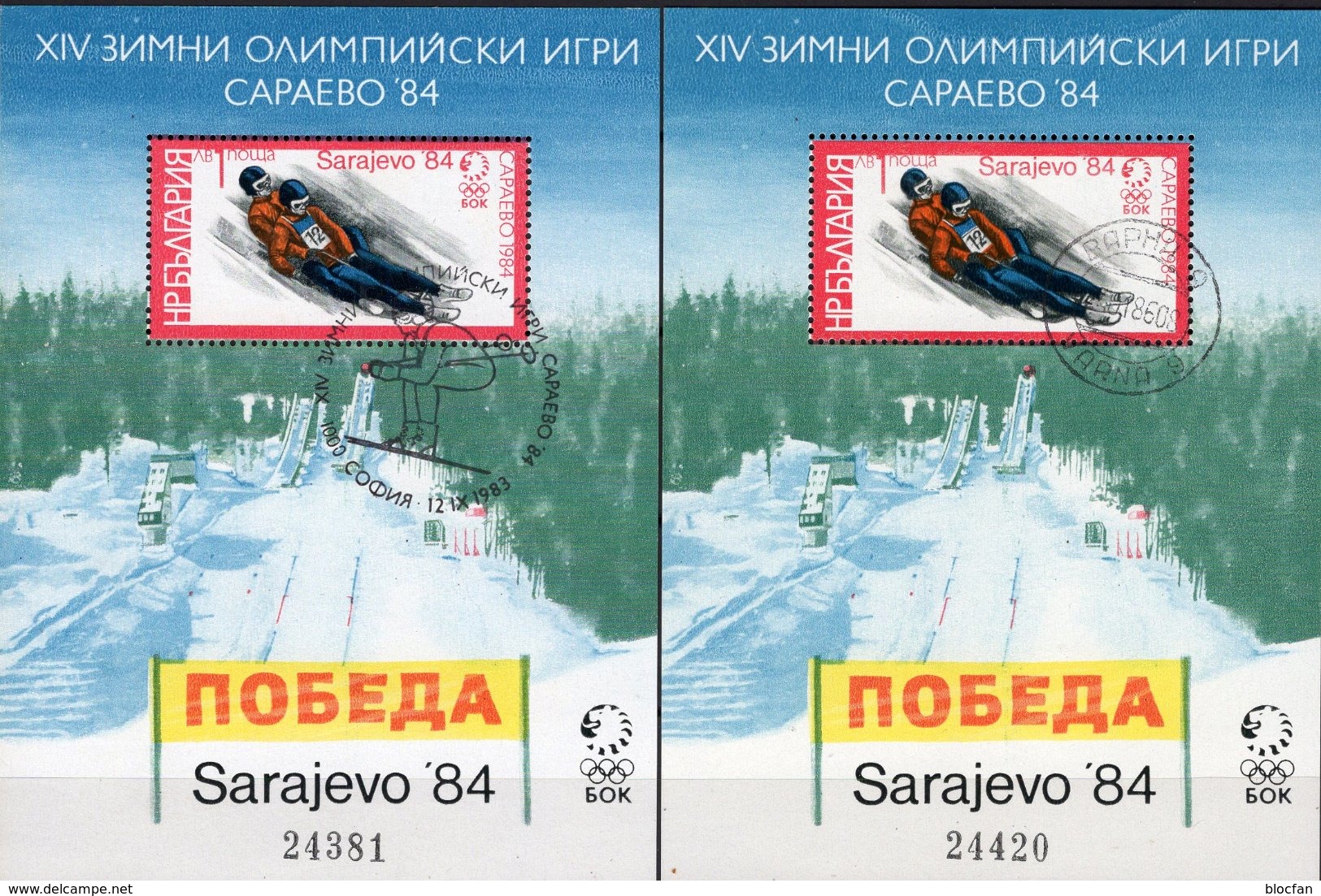Olympic 1984 BULGARIEN Blocks 135 O/SST 36€ Rennrodel Sarajevo Sport Blocs S/s Hoja Sheets M/s Bf Olympics BULGARIA - Blocks & Sheetlets