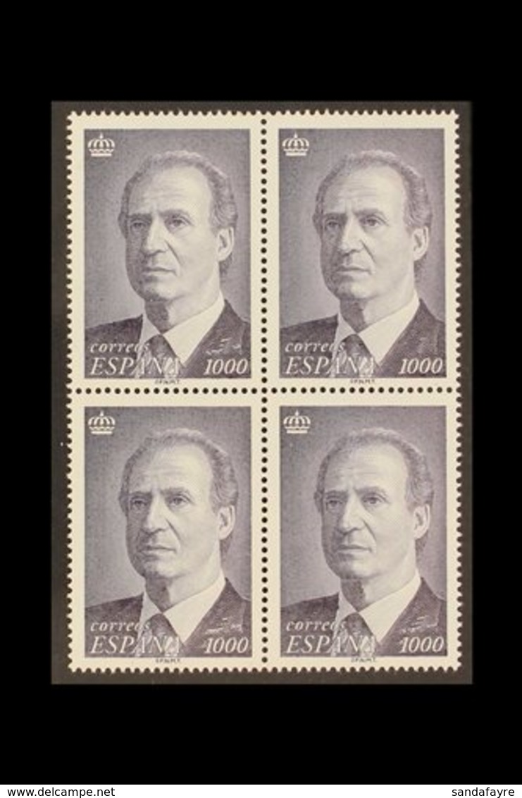 1995  1000p Slate- Violet Accession Of Juan Carlos I, SG 3361 (Edifil 3403), Never Hinged Mint BLOCK OF FOUR. For More I - Other & Unclassified