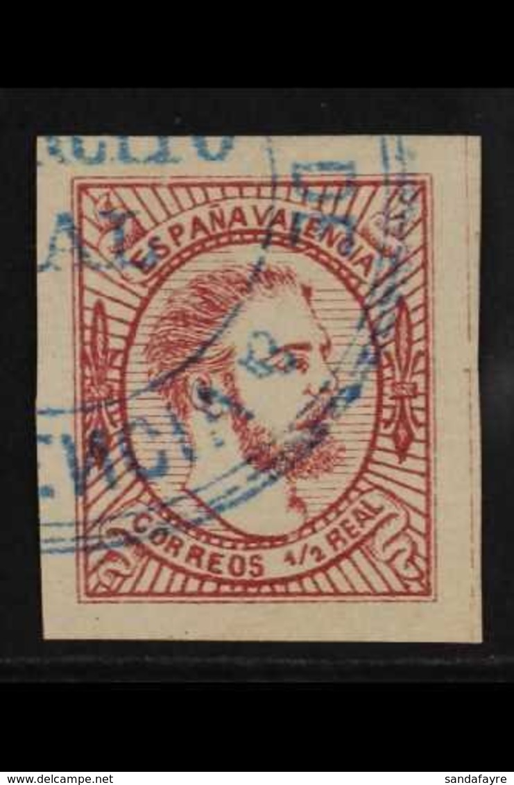 CARLIST ISSUES  VALENCIA 1874 ½r Rose Type II Local Stamp (SG 9, Michel 6, Edifil 159A), Superb Used With Large Blue Cir - Sonstige & Ohne Zuordnung