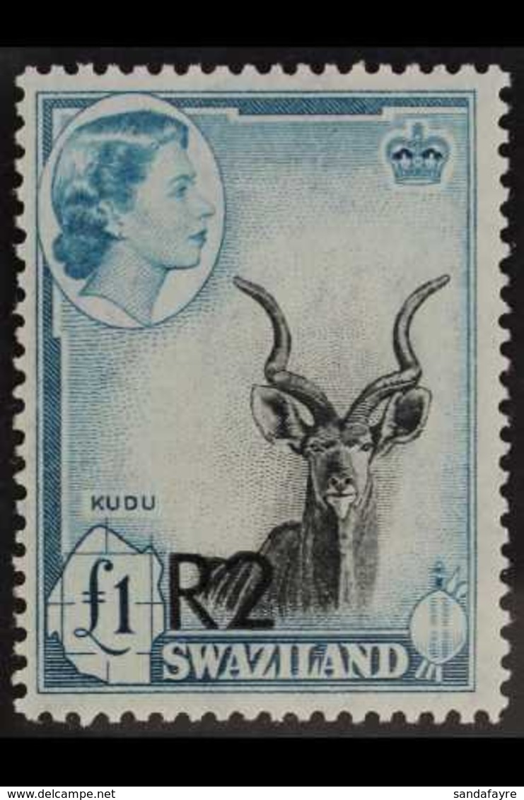 1961  2r On £1, Surcharge Type II At Bottom, SG 77b, Very Fine Never Hinged Mint. For More Images, Please Visit Http://w - Swaziland (...-1967)