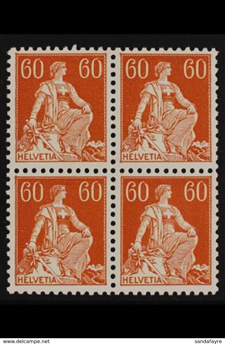 1915-40  60c Orange Brown, Chalk Paper, Grilled Gum, Mi 140z, SG 241a, BLOCK OF 4, Never Hinged Mint (4 Stamps) For More - Other & Unclassified